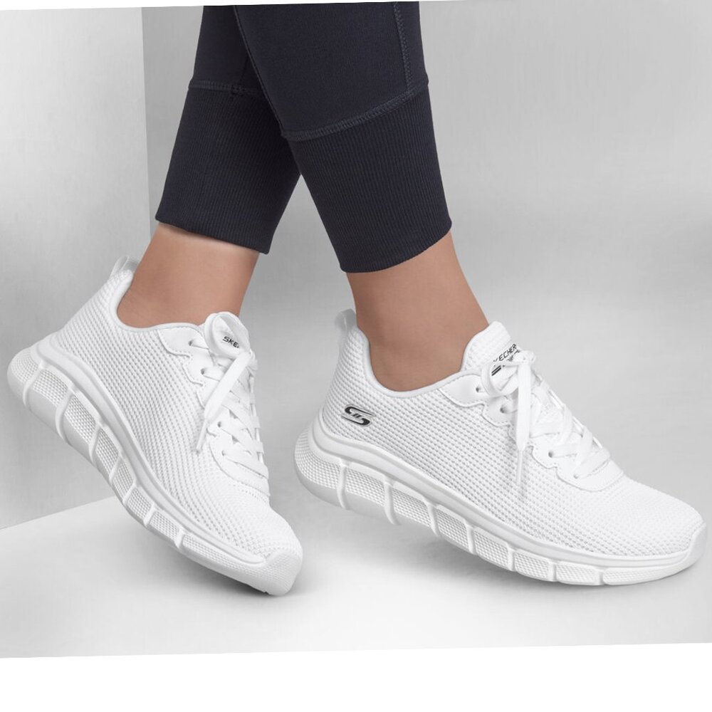 BOBS from Skechers Women’s White Knit Lace-Up Sneakers - Picture 4 of 7